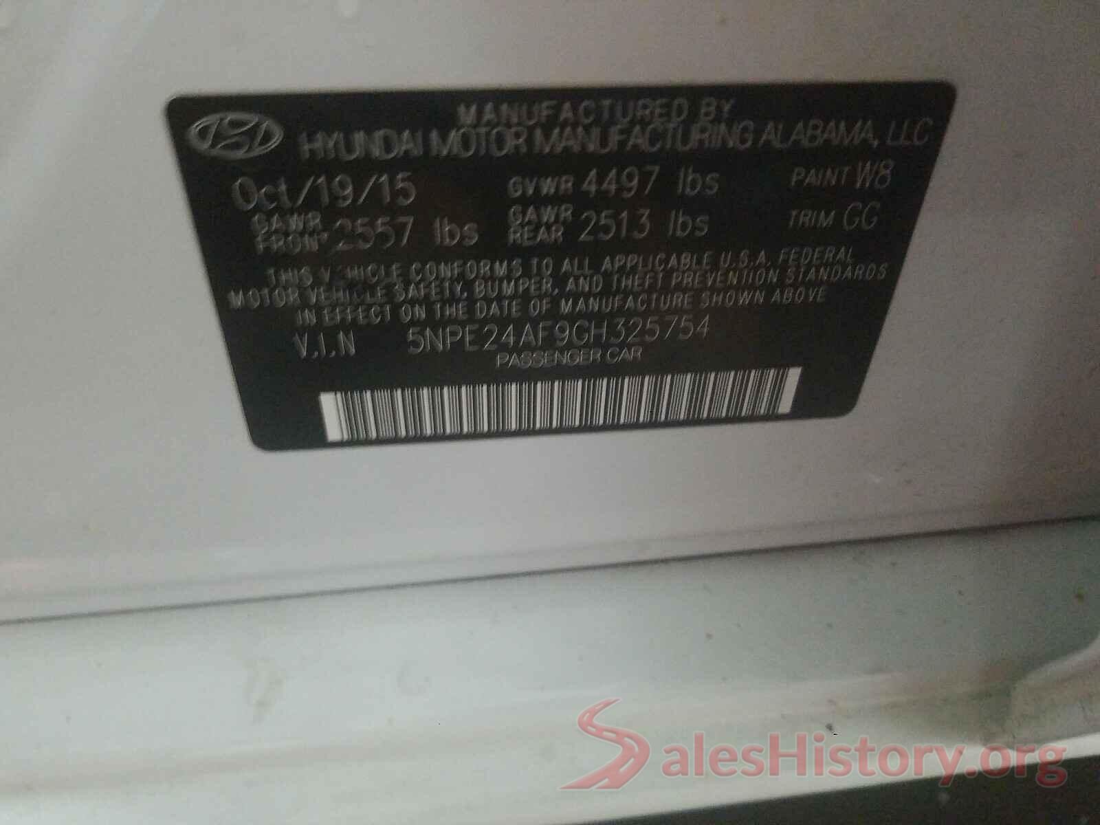 5NPE24AF9GH325754 2016 HYUNDAI SONATA