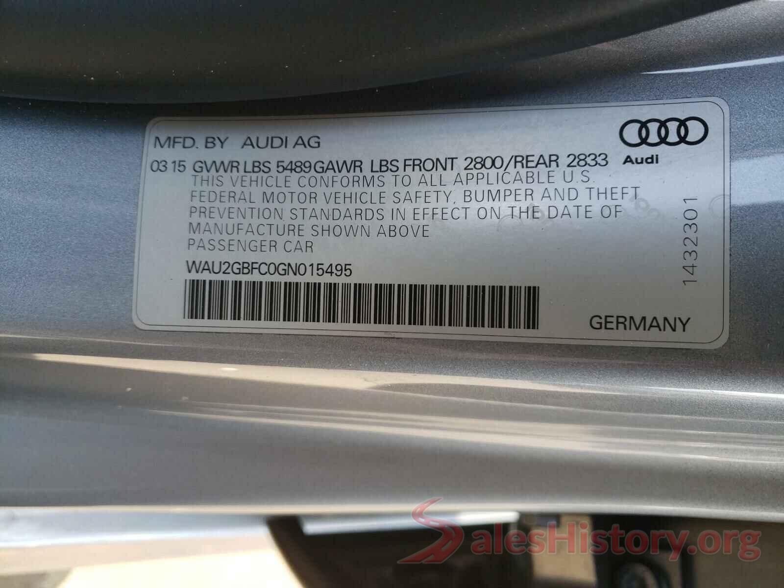 WAU2GBFC0GN015495 2016 AUDI A7