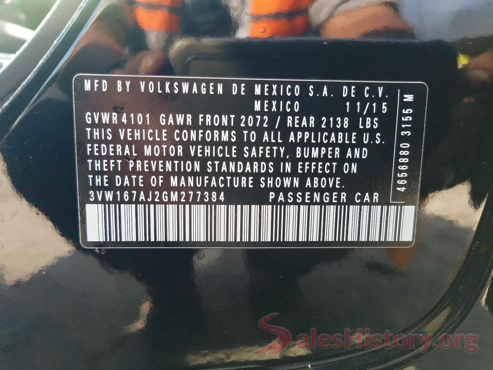 3VW167AJ2GM277384 2016 VOLKSWAGEN JETTA