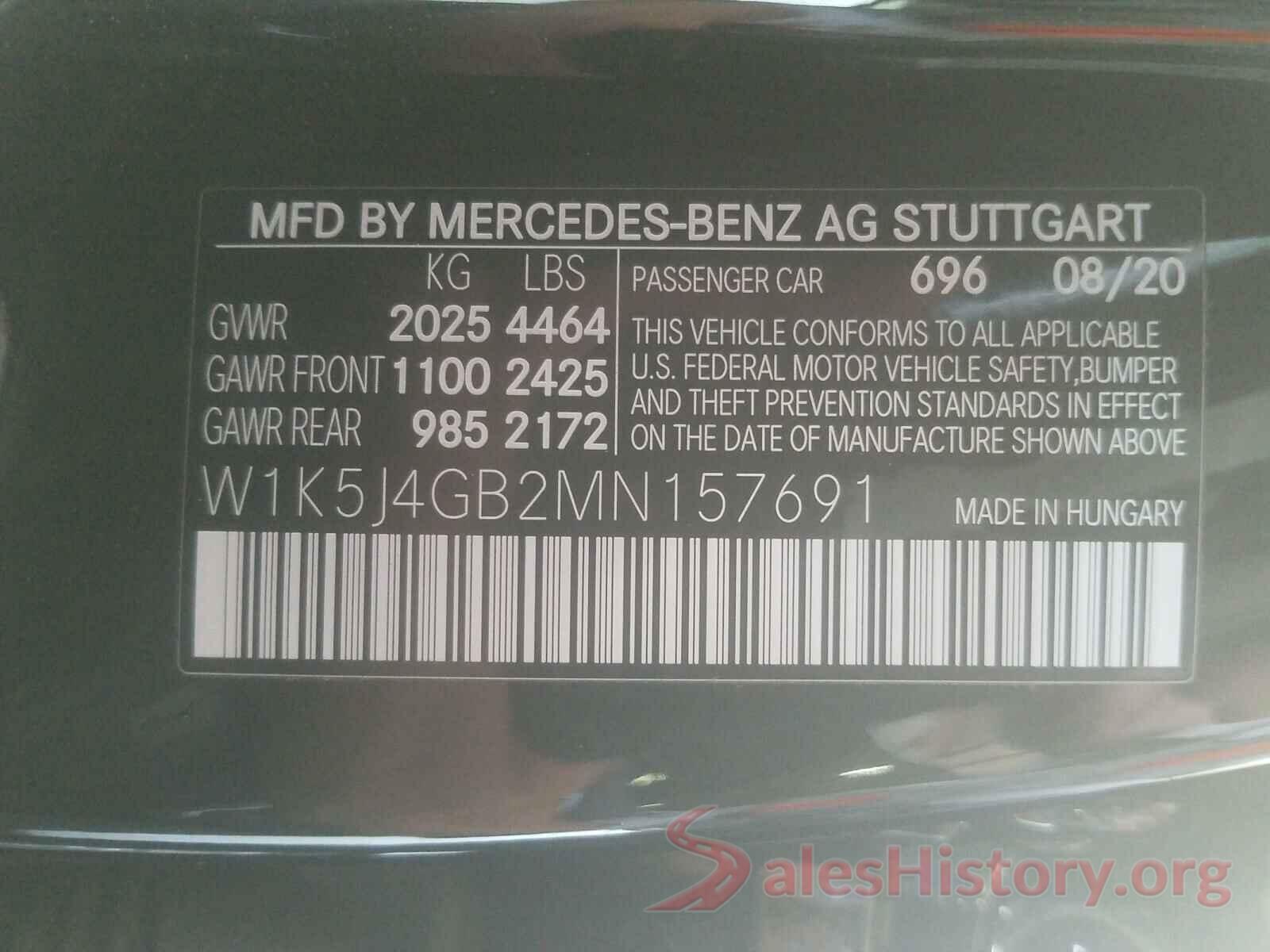 W1K5J4GB2MN157691 2021 MERCEDES-BENZ C CLASS