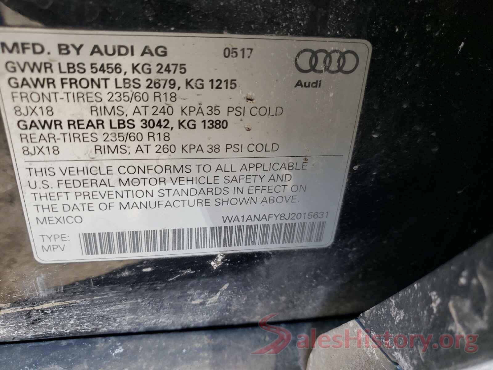 WA1ANAFY8J2015631 2018 AUDI Q5