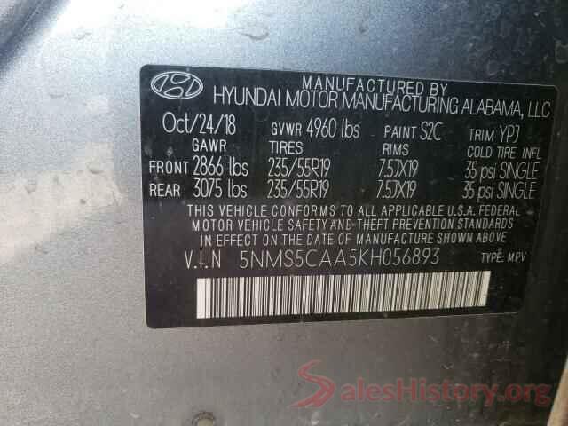 5NMS5CAA5KH056893 2019 HYUNDAI SANTA FE