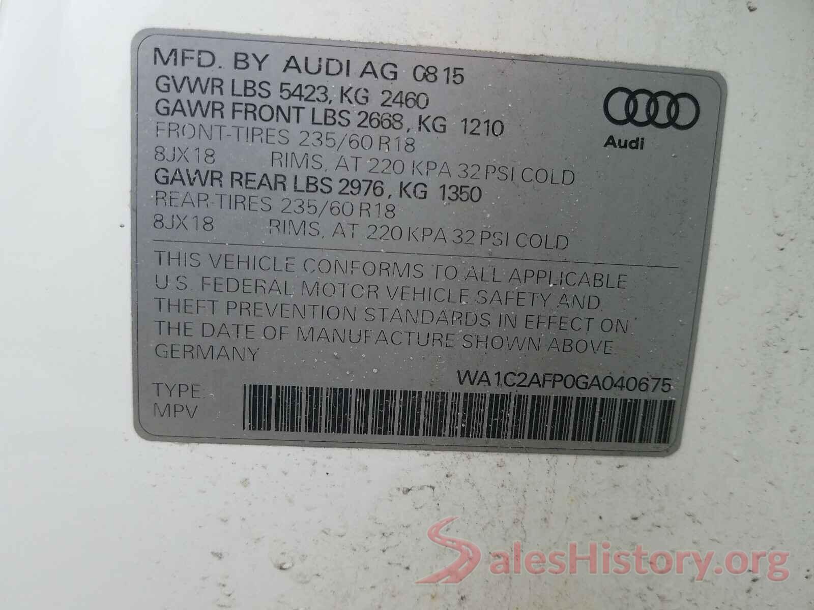 WA1C2AFP0GA040675 2016 AUDI Q5