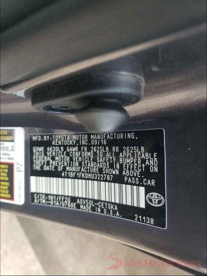 4T1BF1FK0HU322787 2017 TOYOTA CAMRY