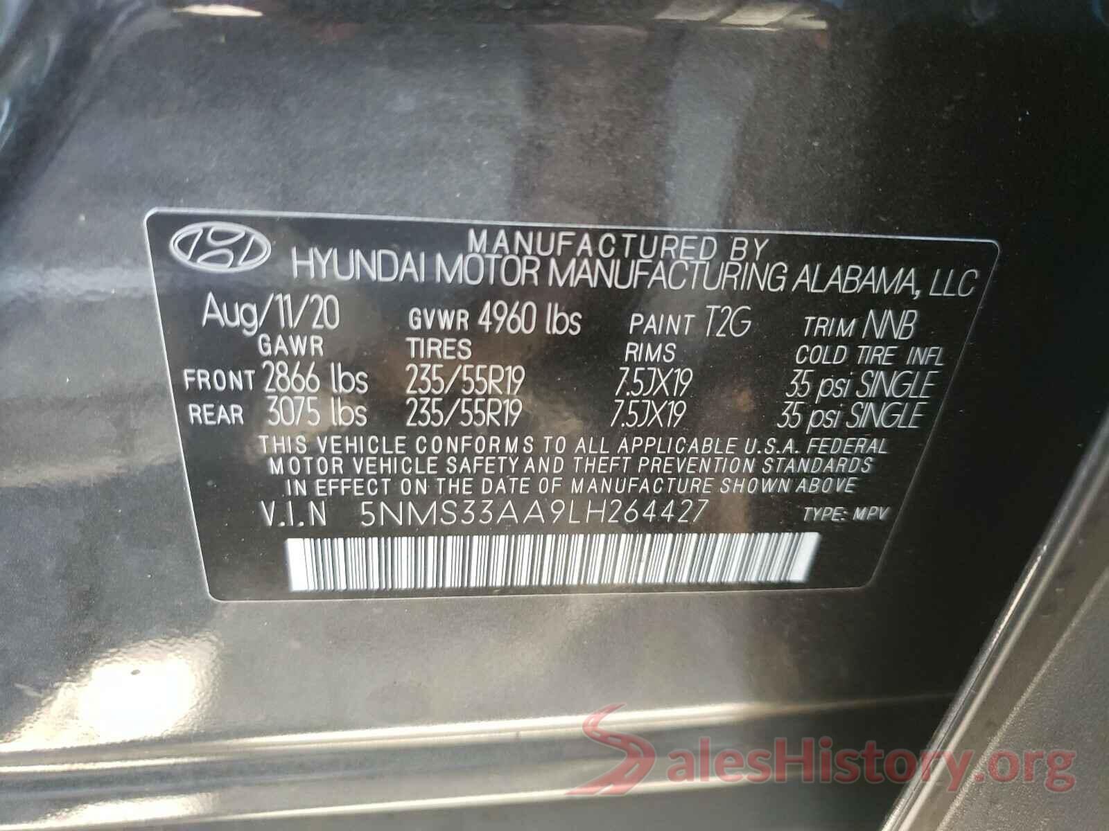 5NMS33AA9LH264427 2020 HYUNDAI SANTA FE