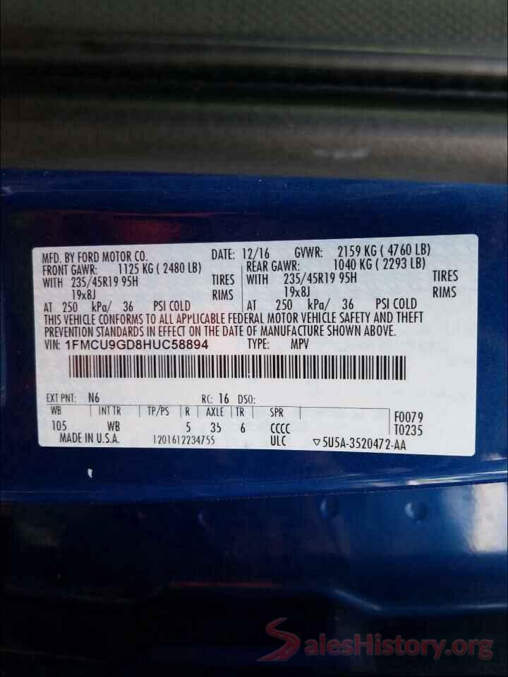 1FMCU9GD8HUC58894 2017 FORD ESCAPE