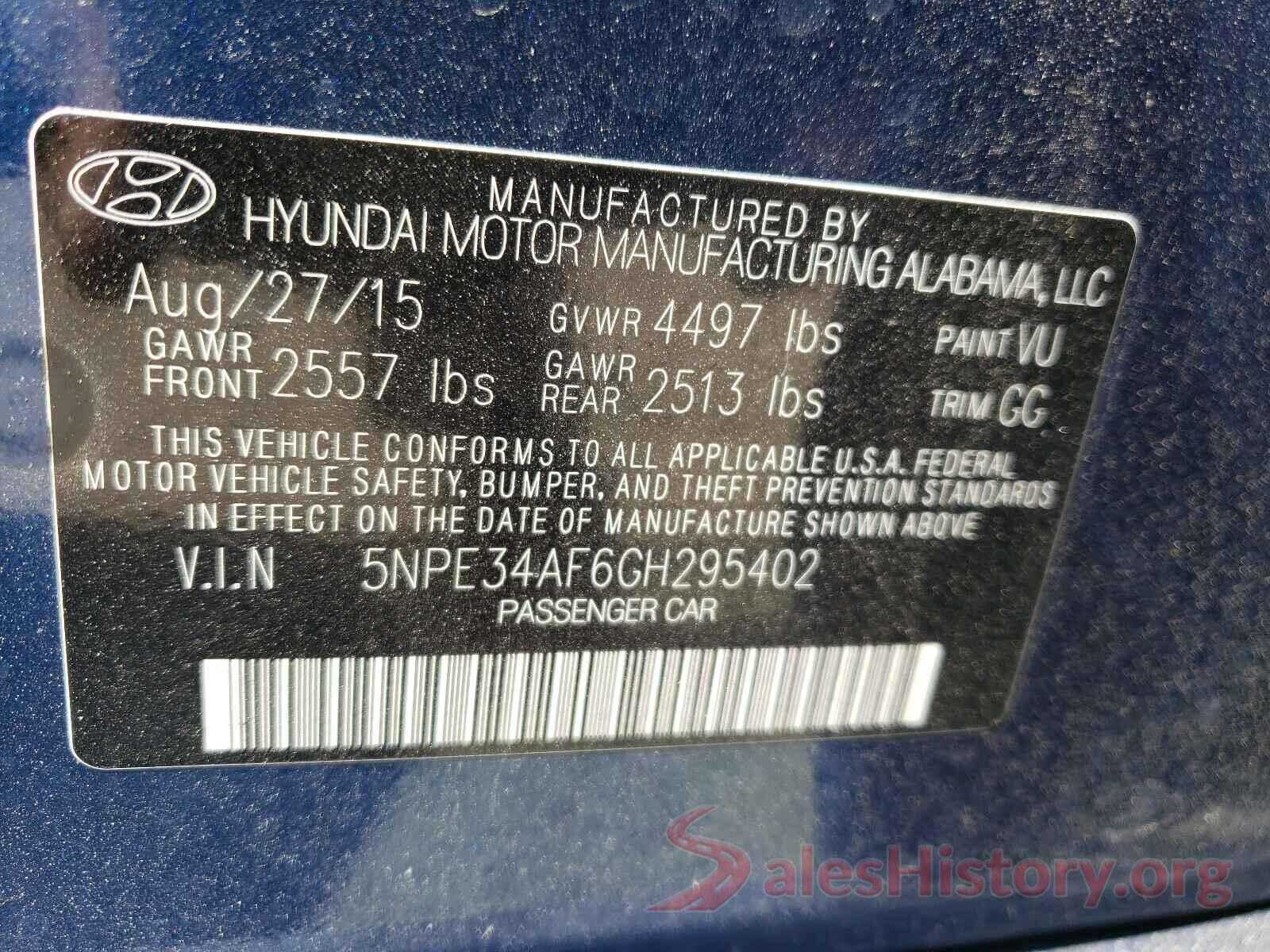 5NPE34AF6GH295402 2016 HYUNDAI SONATA