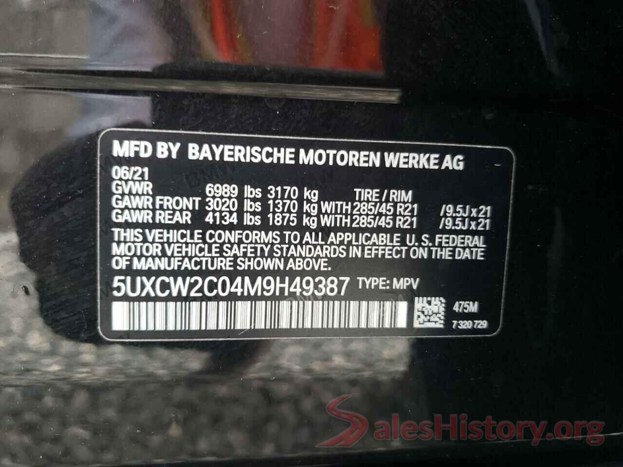 5UXCW2C04M9H49387 2021 BMW X7