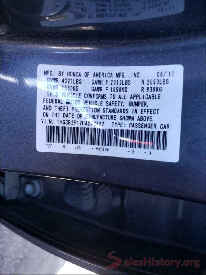 1HGCR2F12HA242827 2017 HONDA ACCORD