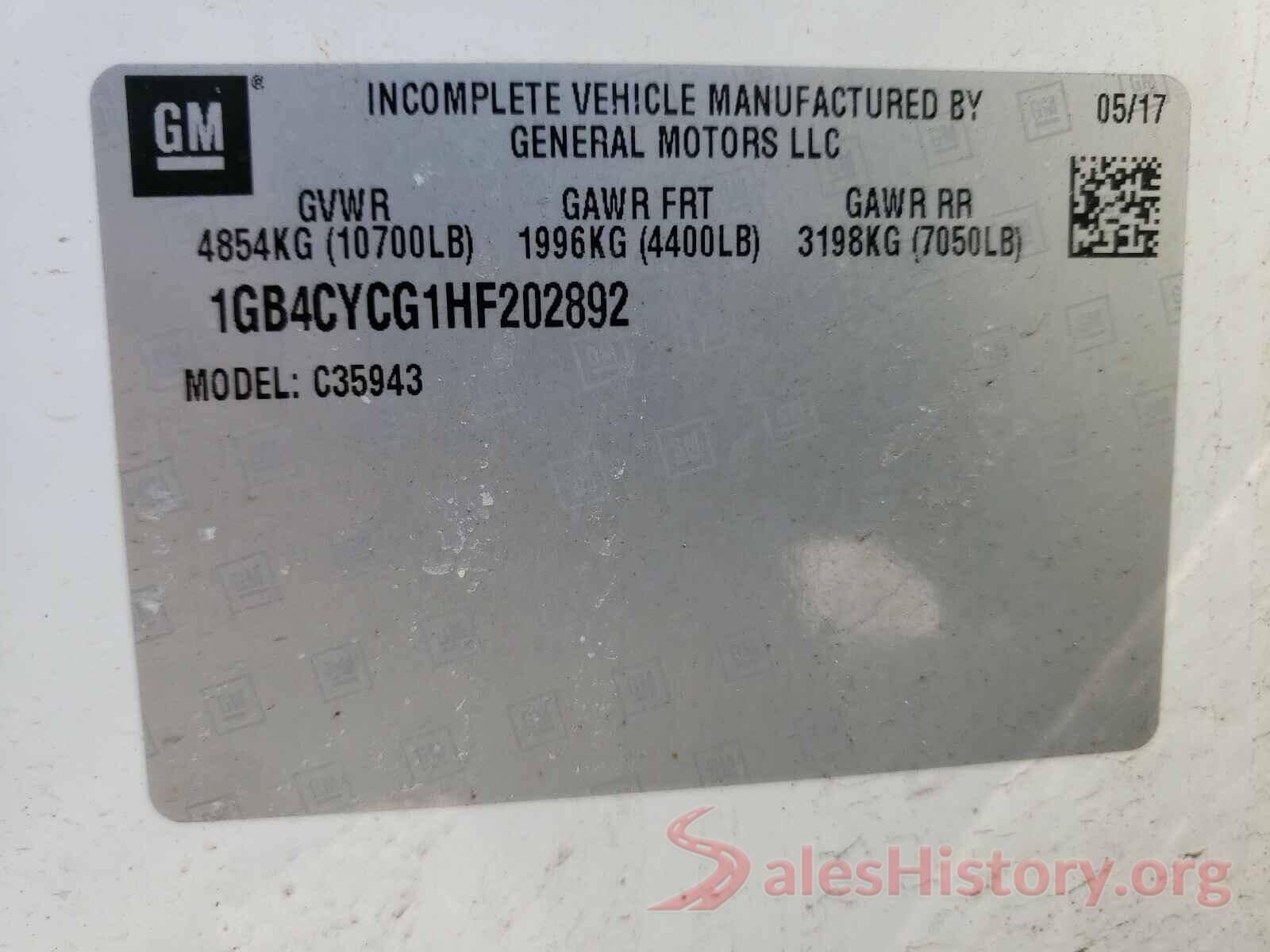 1GB4CYCG1HF202892 2017 CHEVROLET SILVERADO