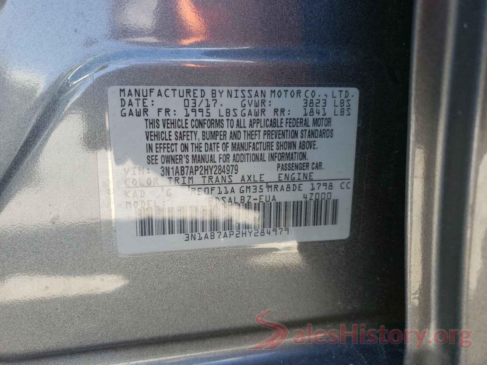 3N1AB7AP2HY284979 2017 NISSAN SENTRA