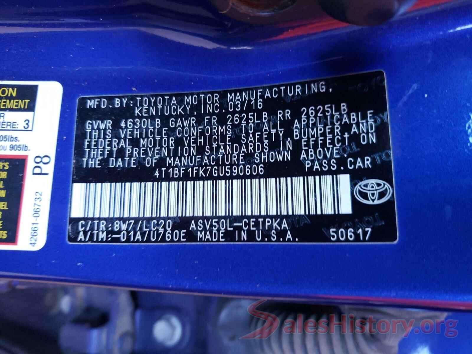 4T1BF1FK7GU590606 2016 TOYOTA CAMRY