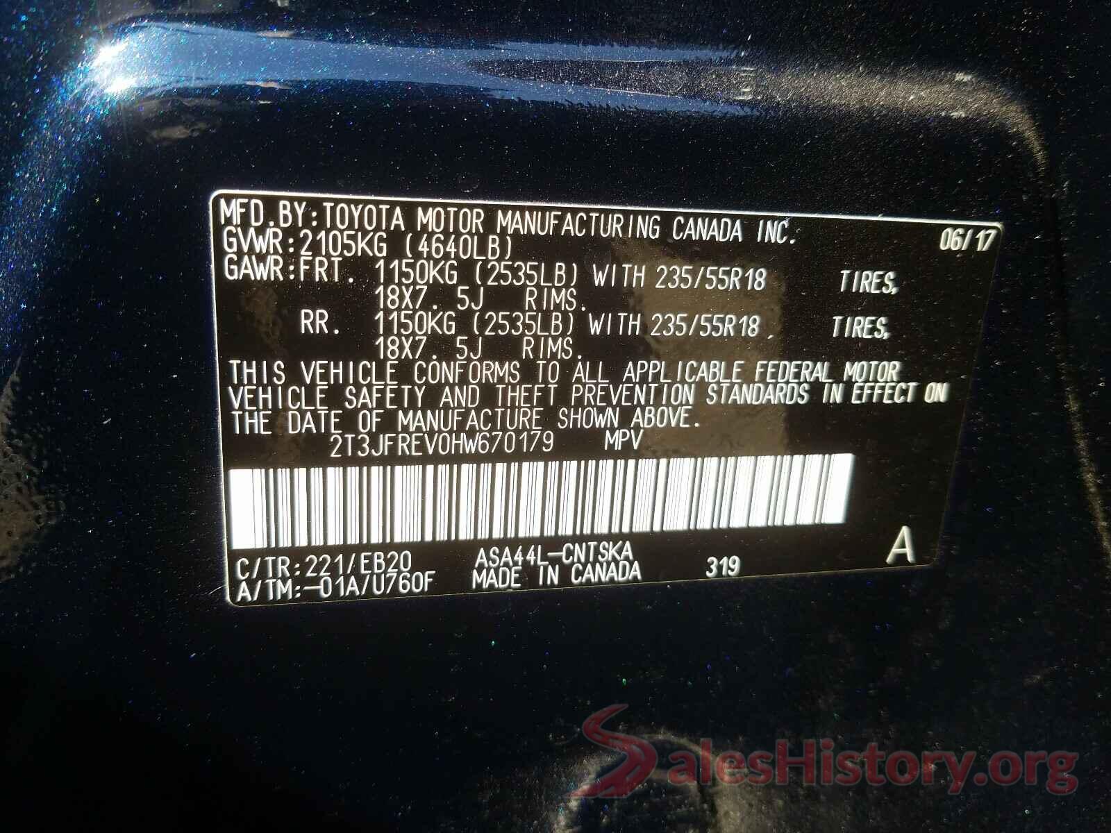 2T3JFREV0HW670179 2017 TOYOTA RAV4