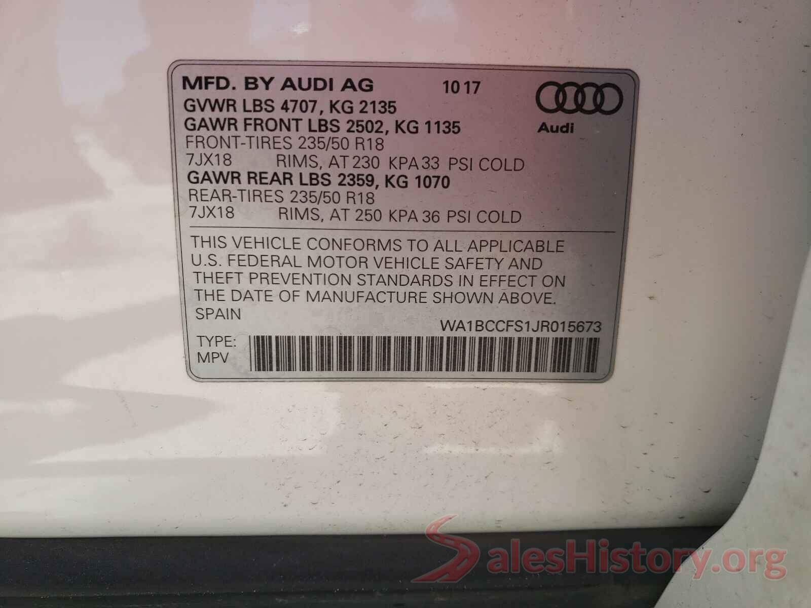 WA1BCCFS1JR015673 2018 AUDI Q3