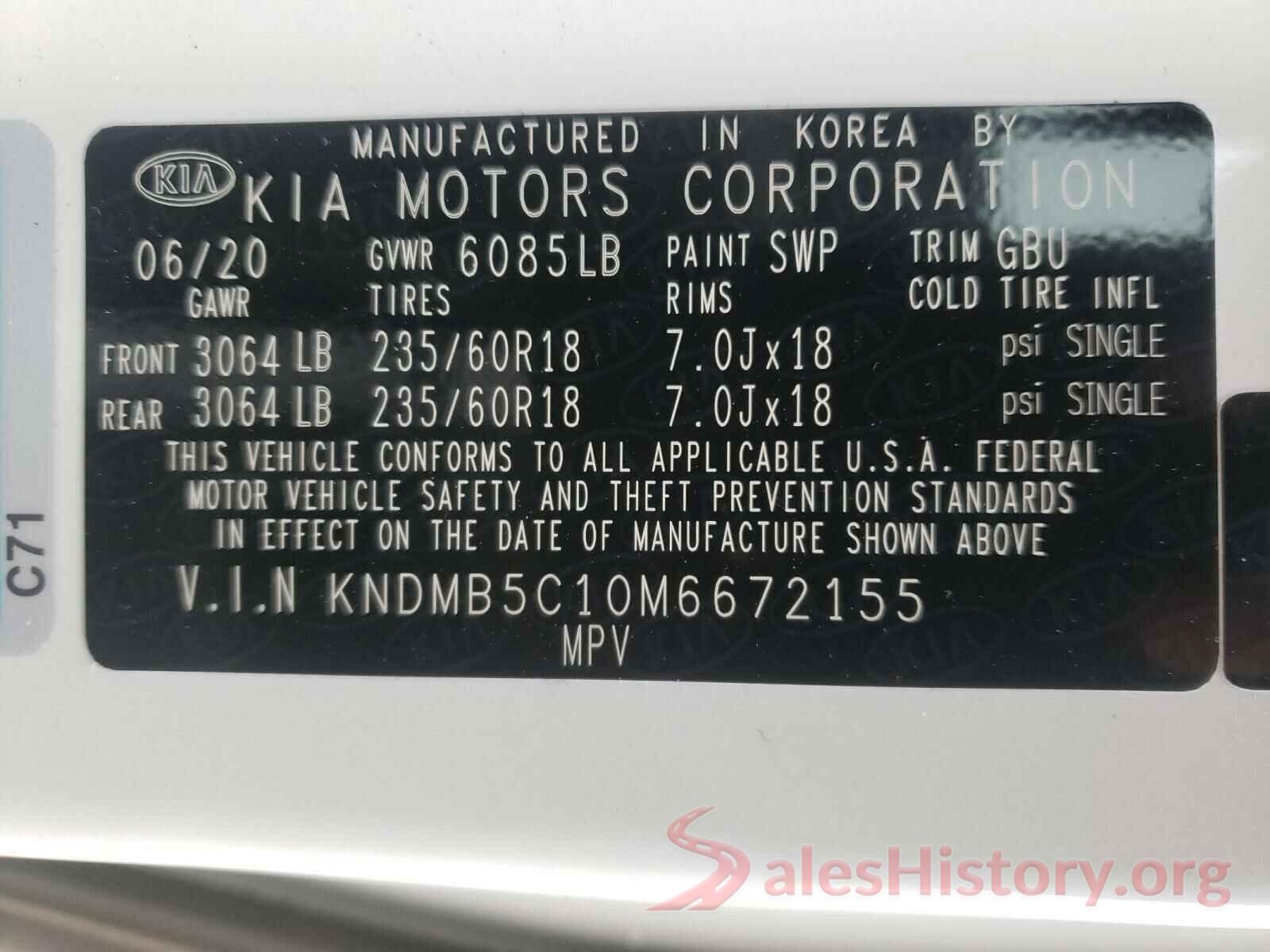 KNDMB5C10M6672155 2021 KIA SEDONA