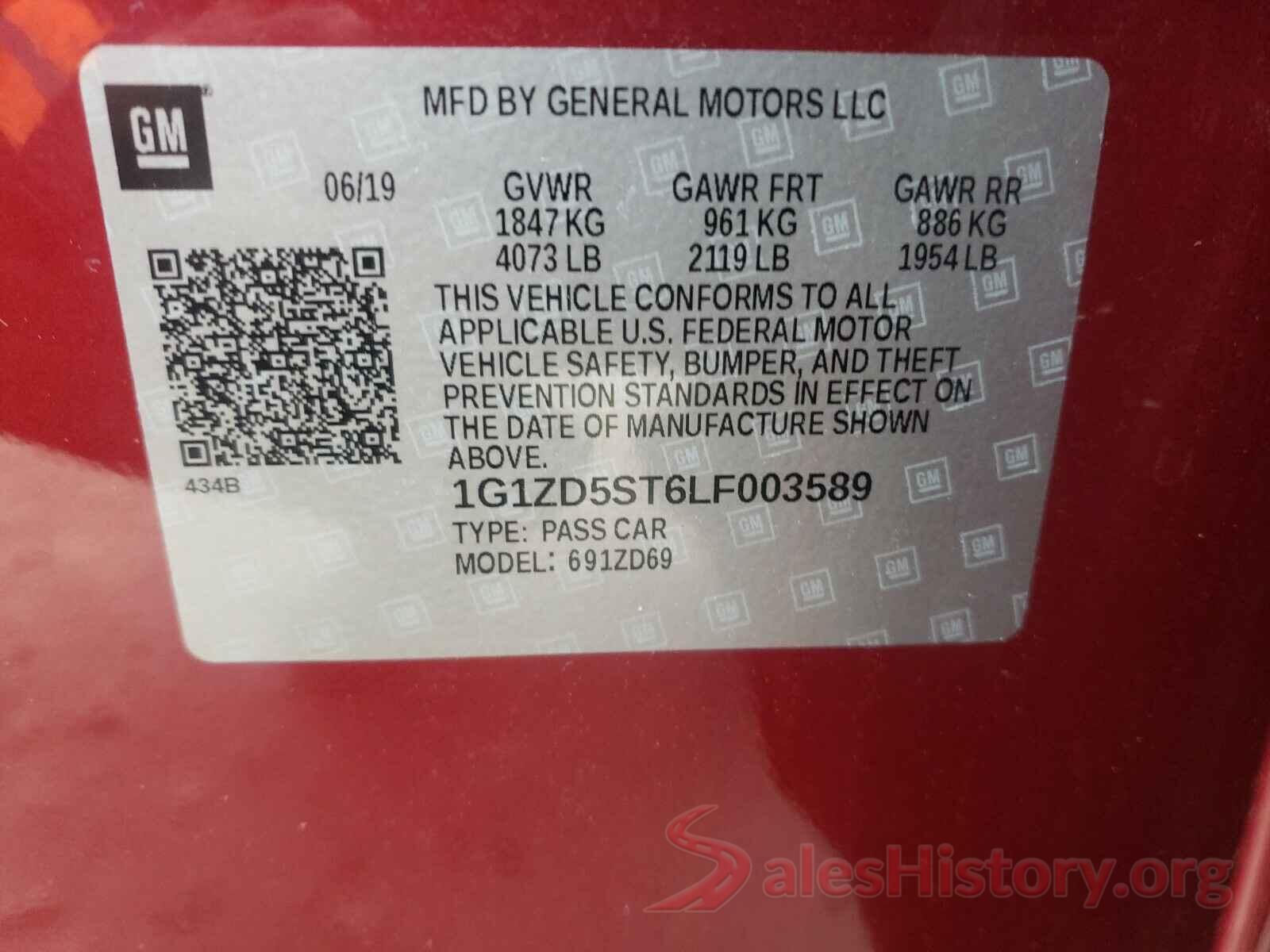 1G1ZD5ST6LF003589 2020 CHEVROLET MALIBU