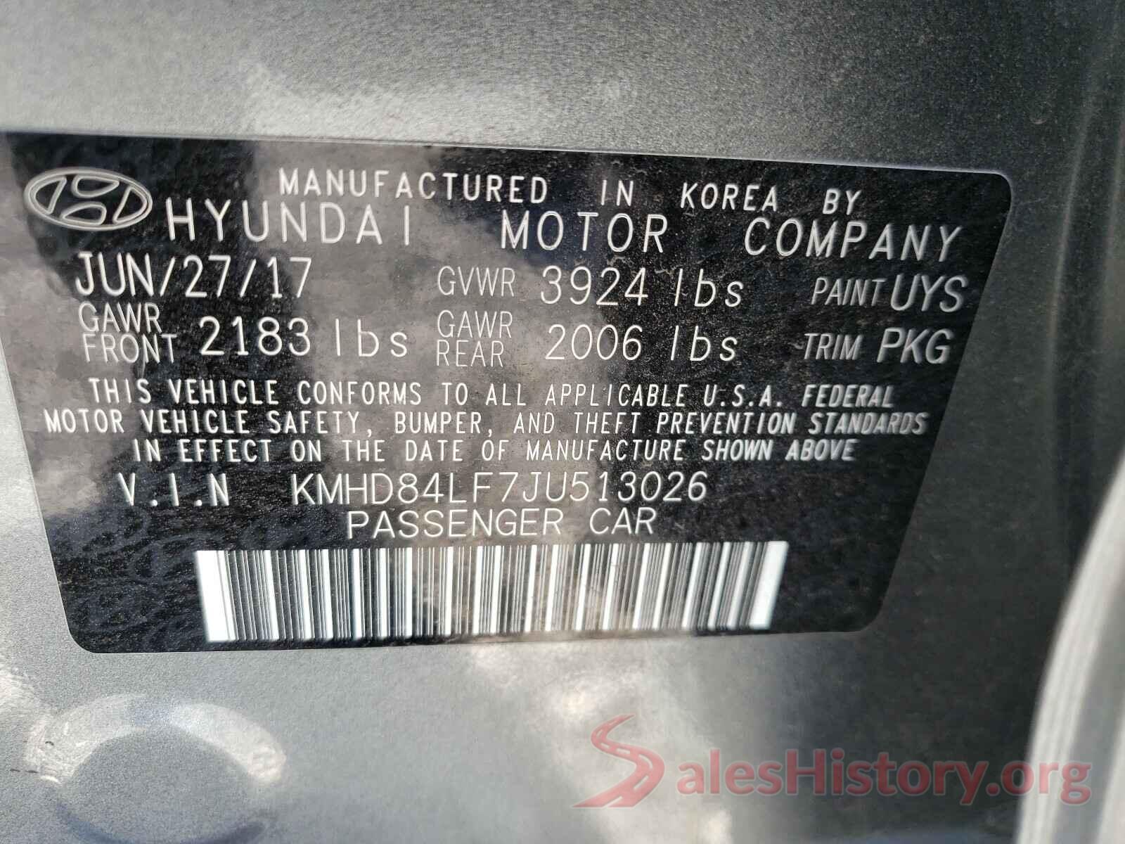 KMHD84LF7JU513026 2018 HYUNDAI ELANTRA