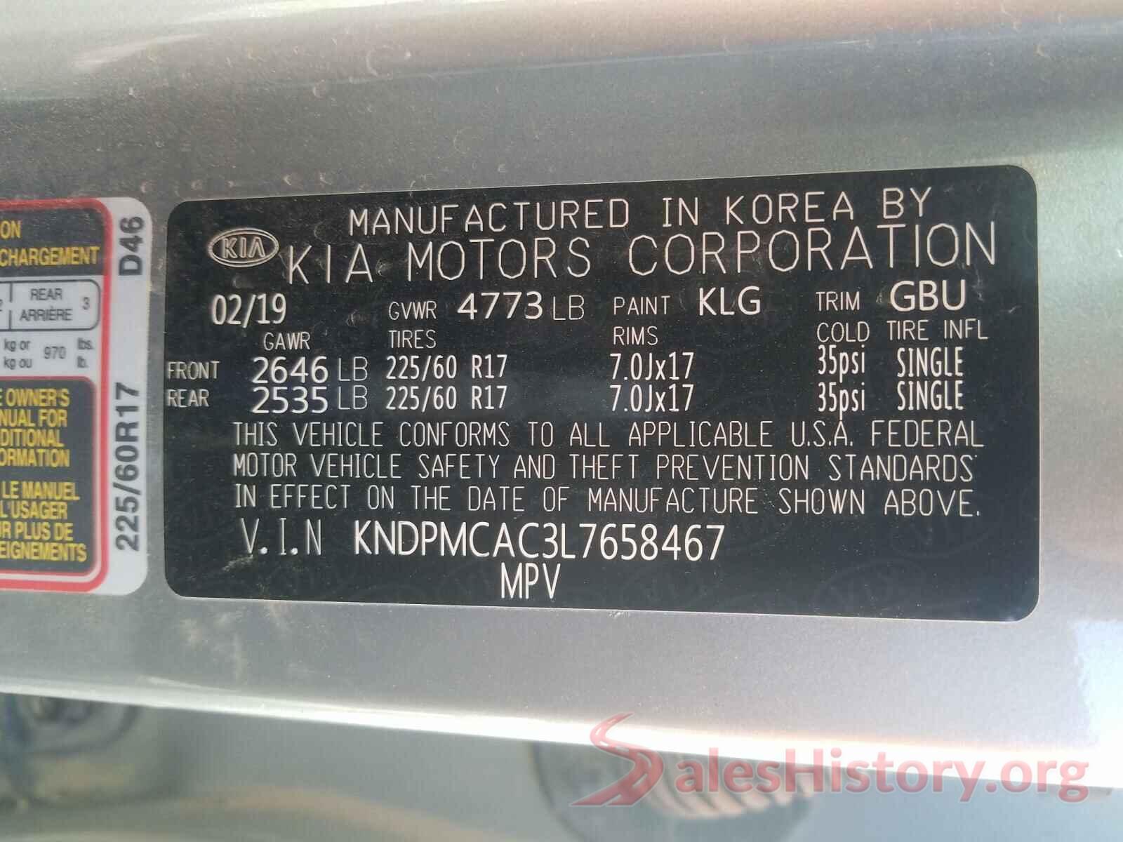 KNDPMCAC3L7658467 2020 KIA SPORTAGE