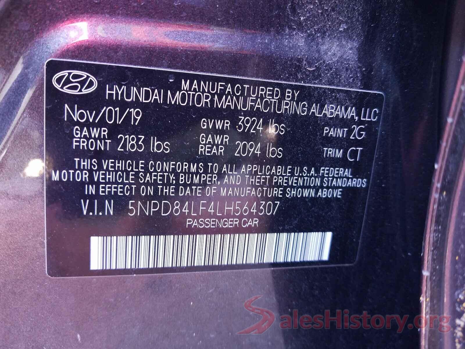 5NPD84LF4LH564307 2020 HYUNDAI ELANTRA