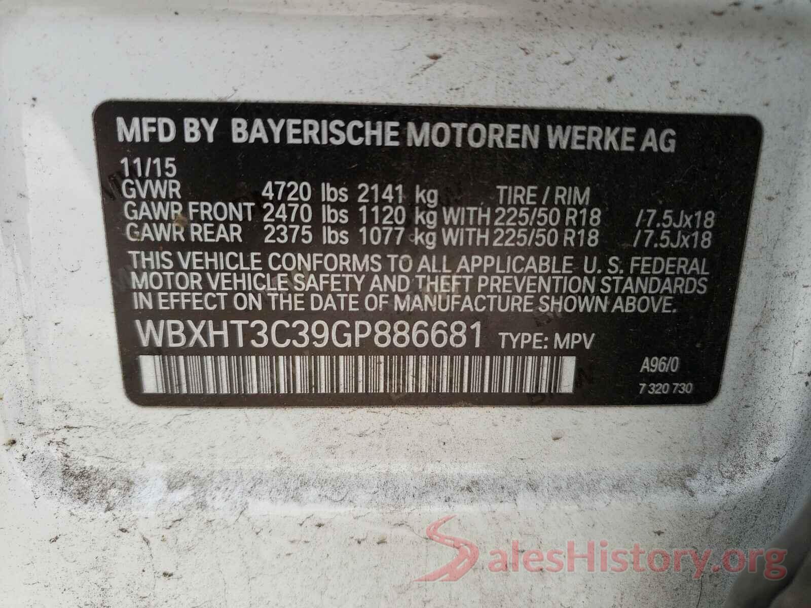 WBXHT3C39GP886681 2016 BMW X1