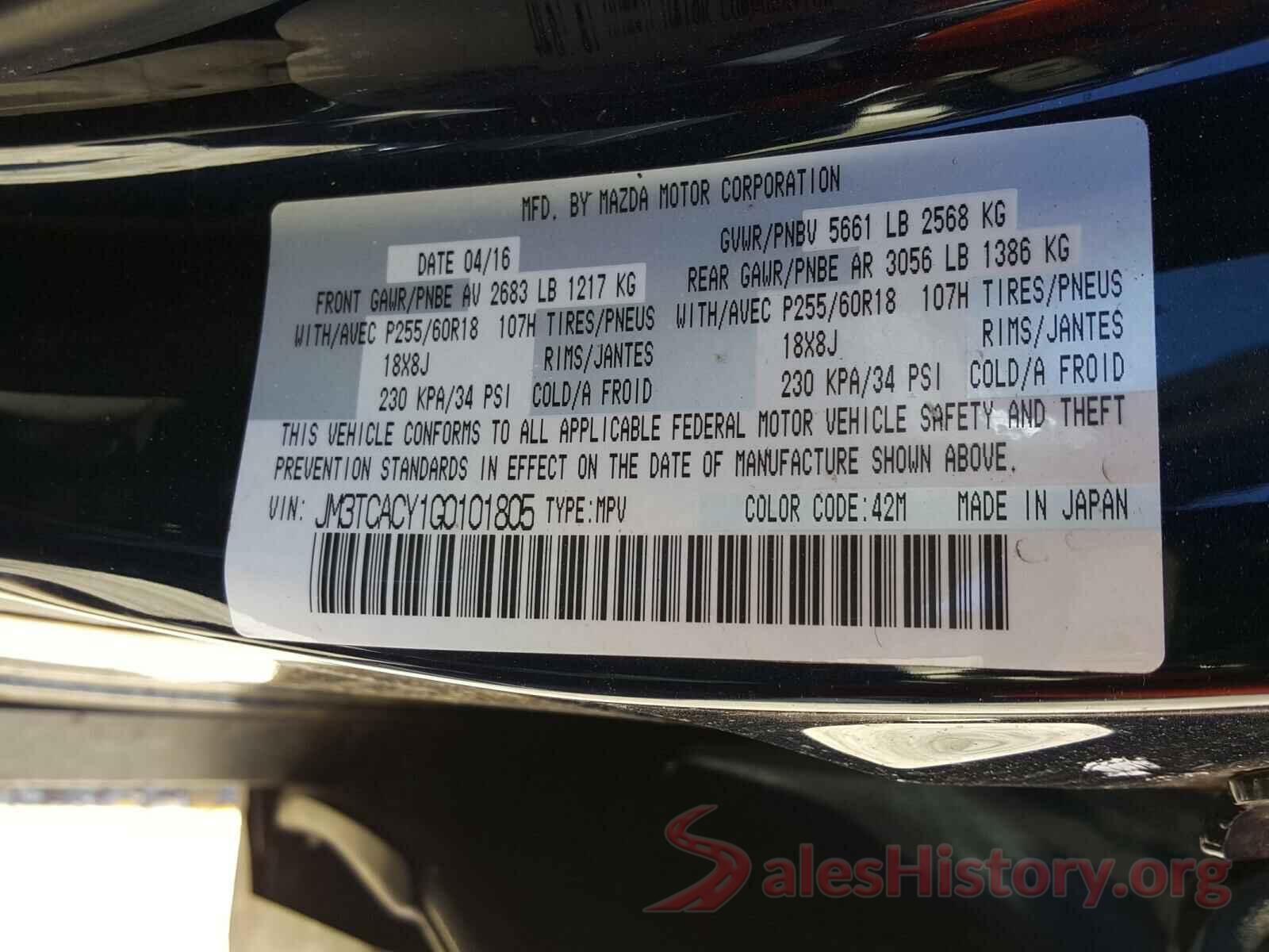 JM3TCACY1G0101805 2016 MAZDA CX-9