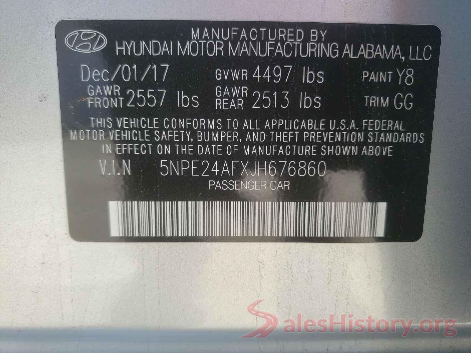 5NPE24AFXJH676860 2018 HYUNDAI SONATA