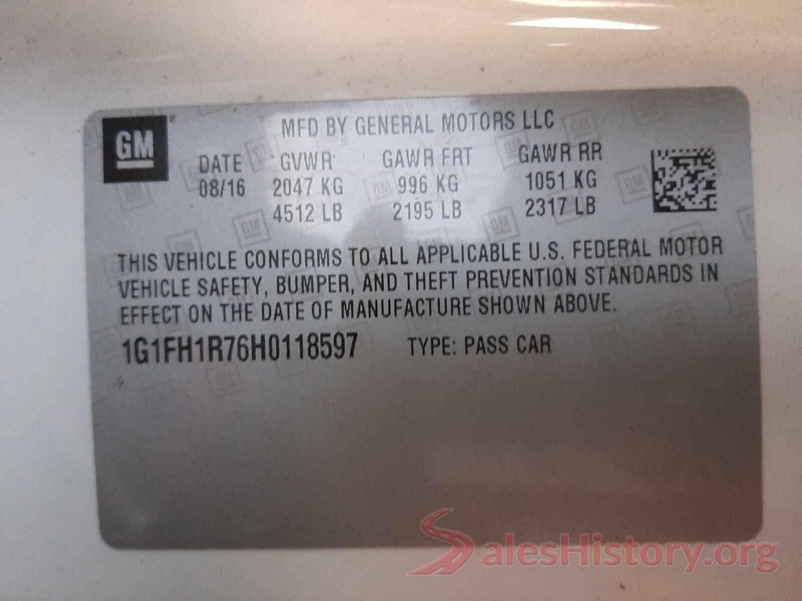 1G1FH1R76H0118597 2017 CHEVROLET CAMARO