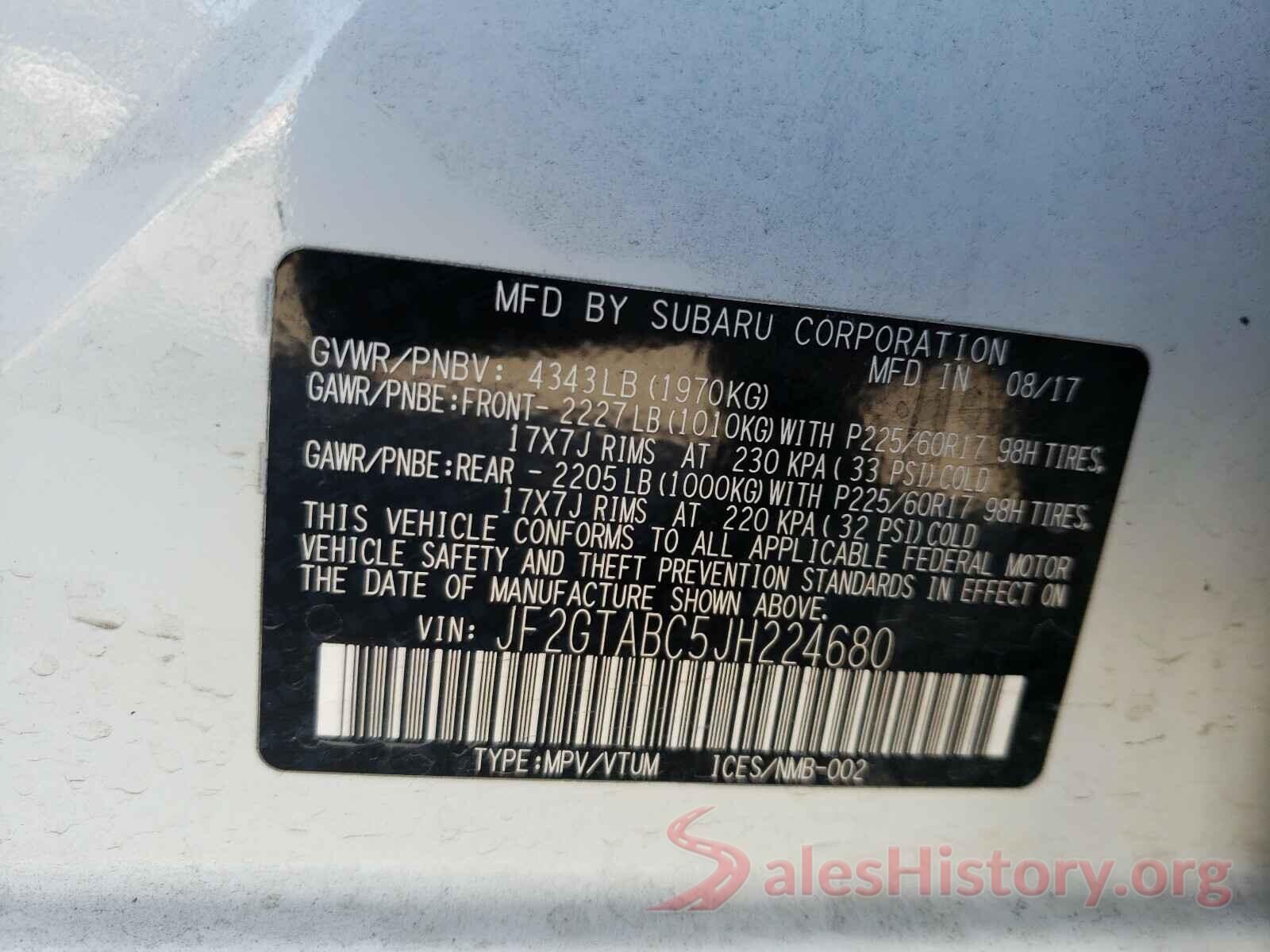 JF2GTABC5JH224680 2018 SUBARU CROSSTREK