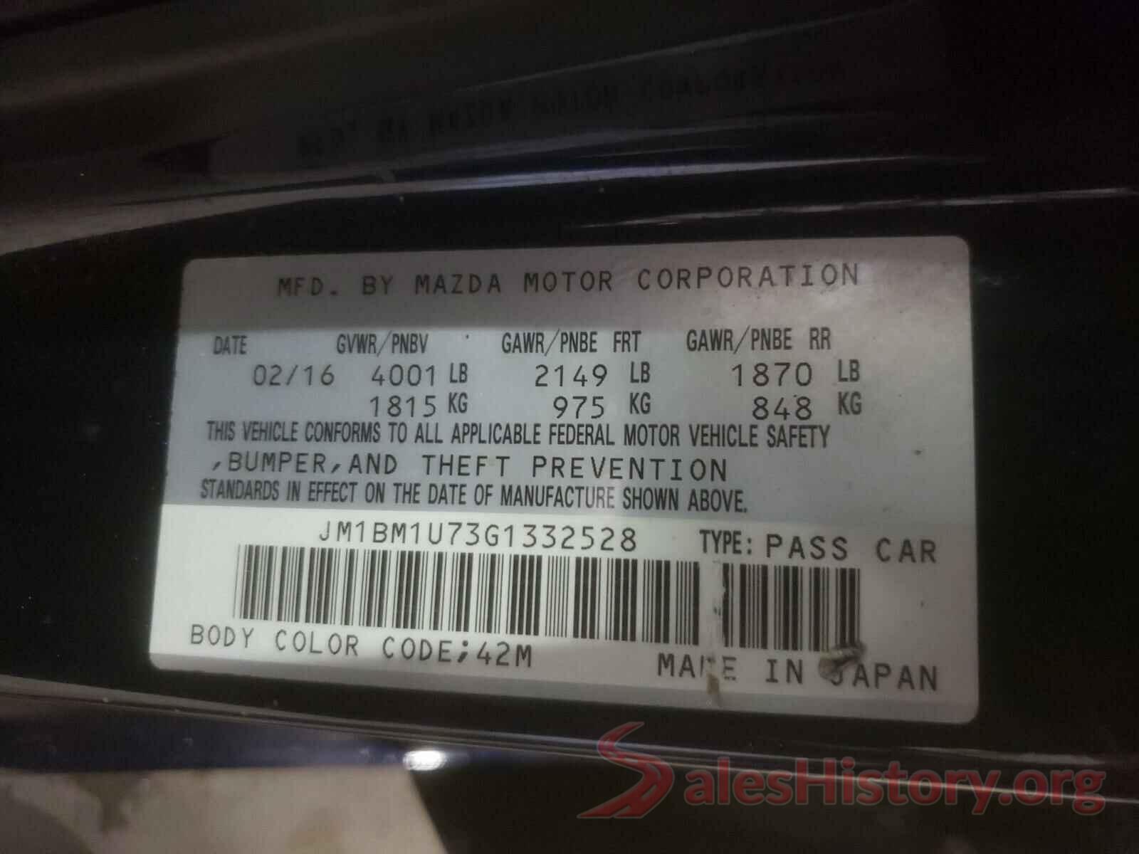 JM1BM1U73G1332528 2016 MAZDA 3