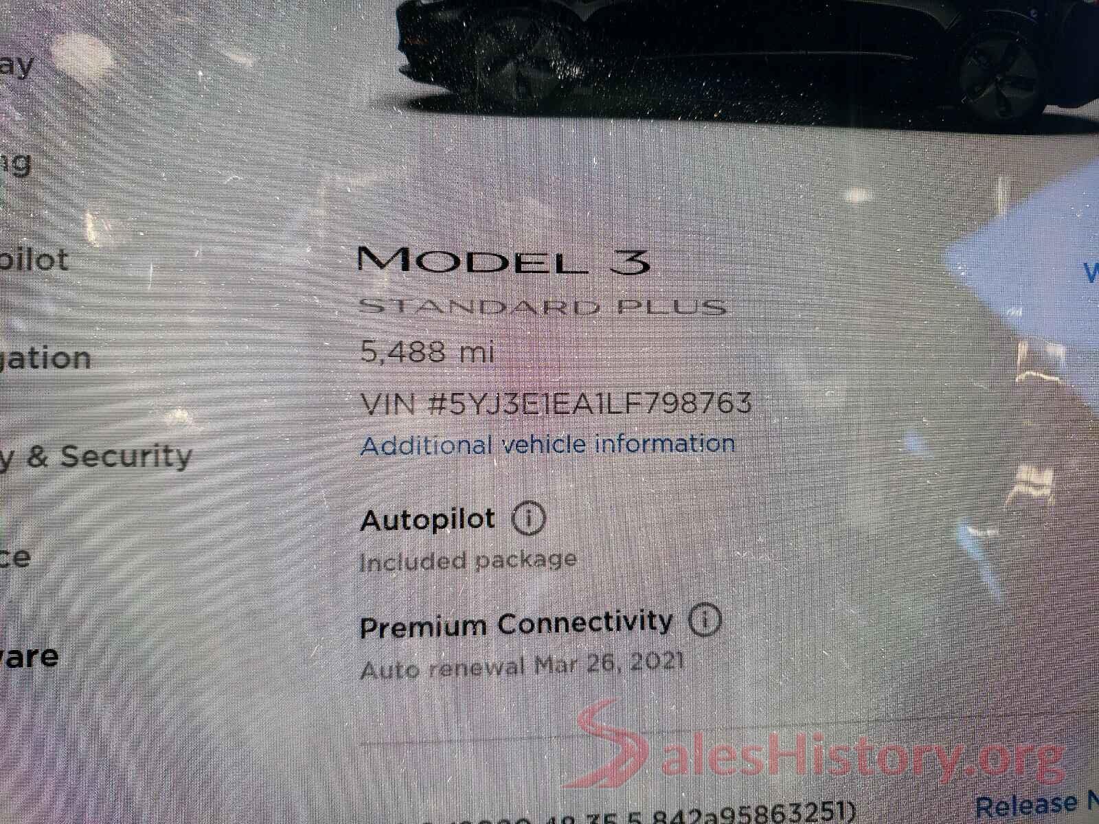 5YJ3E1EA1LF798763 2020 TESLA MODEL 3