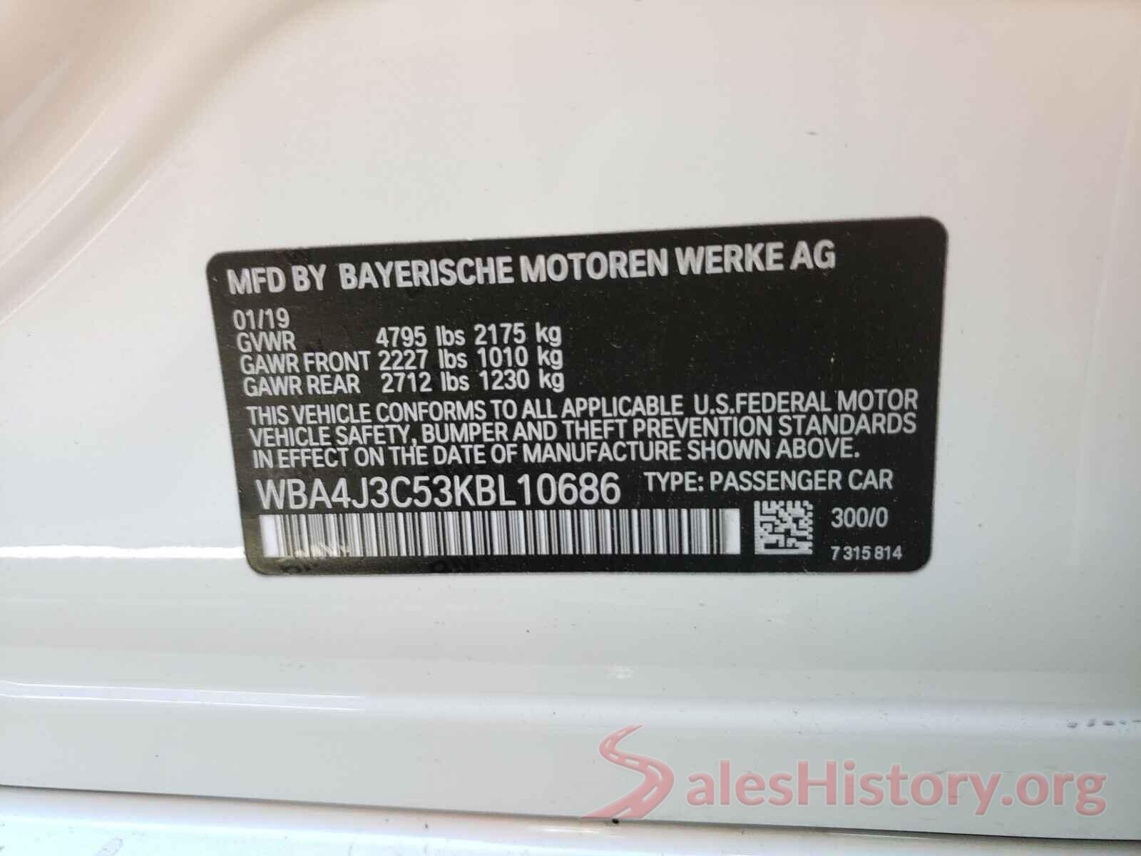 WBA4J3C53KBL10686 2019 BMW 4 SERIES