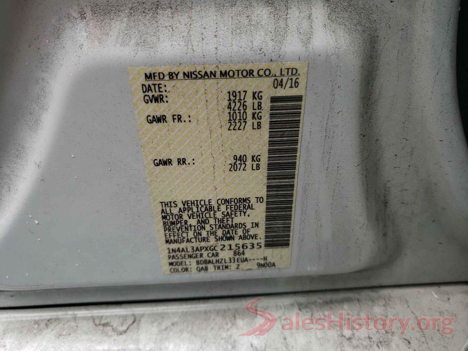 1N4AL3APXGC215635 2016 NISSAN ALTIMA