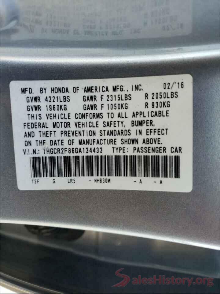 1HGCR2F86GA134433 2016 HONDA ACCORD