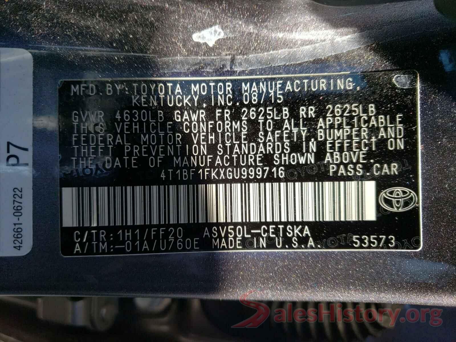 4T1BF1FKXGU999716 2016 TOYOTA CAMRY