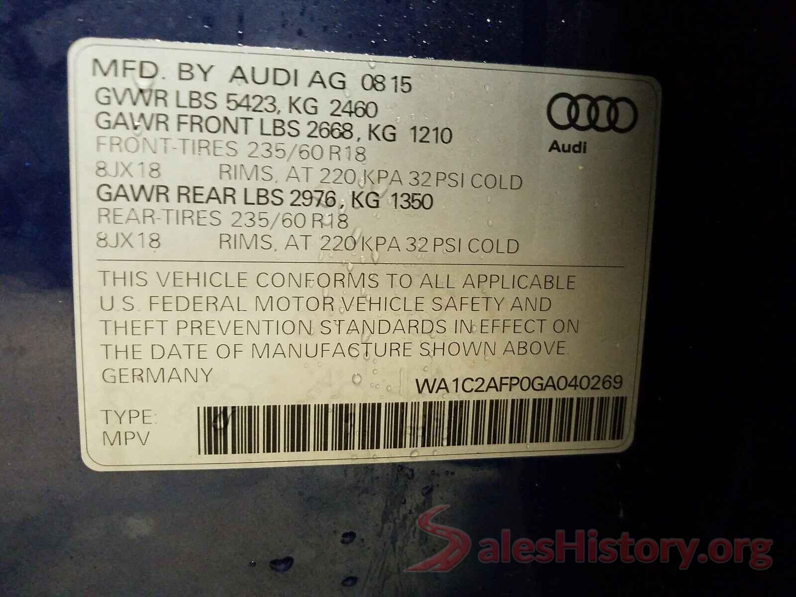 WA1C2AFP0GA040269 2016 AUDI Q5