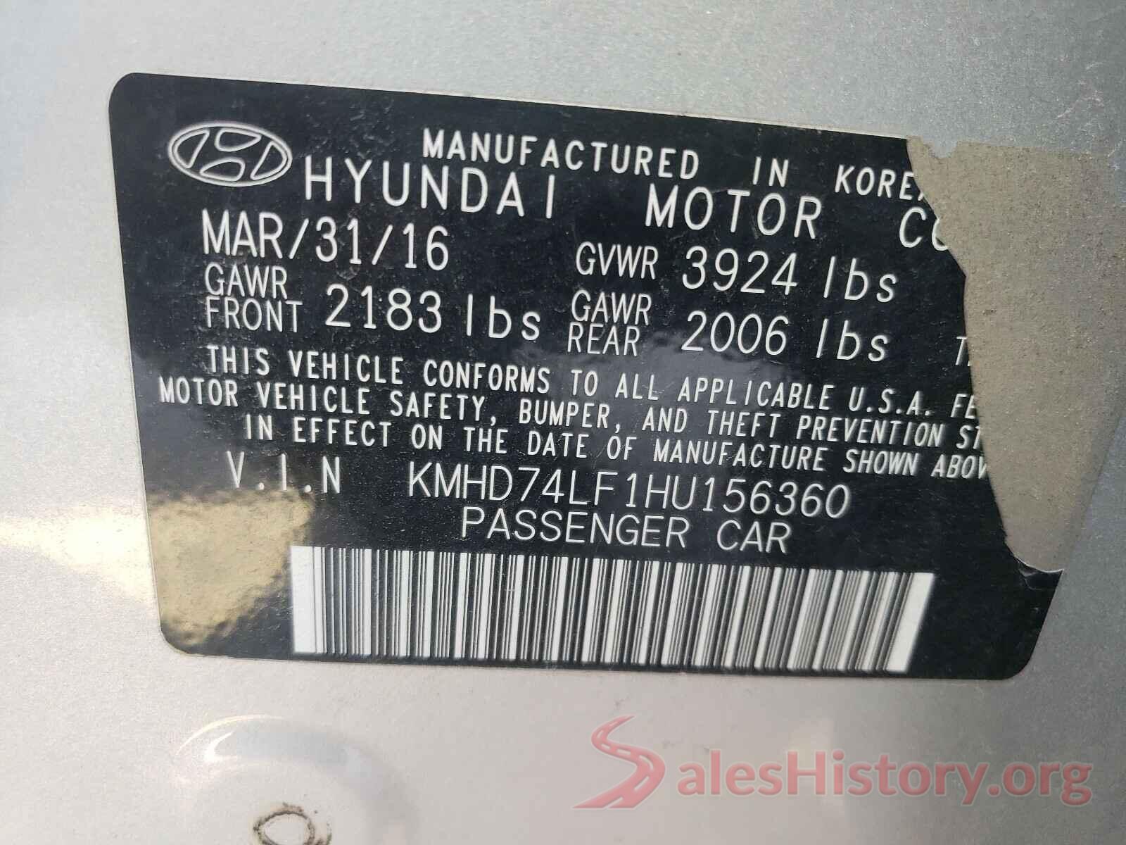 KMHD74LF1HU156360 2017 HYUNDAI ELANTRA