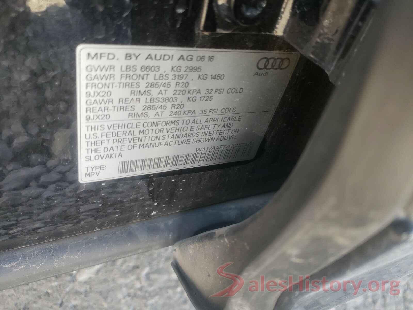 WA1VAAF77HD020564 2017 AUDI Q7