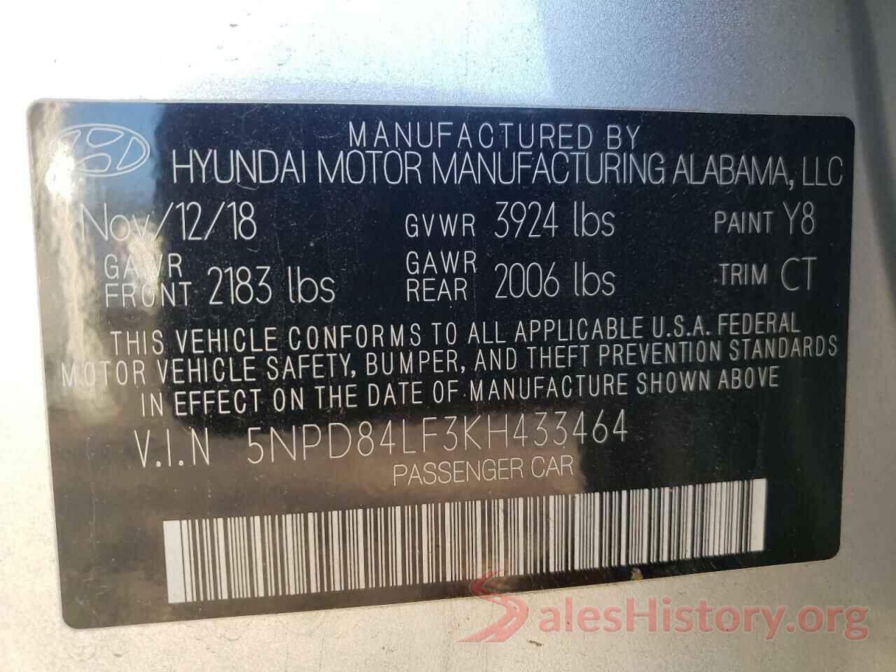 5NPD84LF3KH433464 2019 HYUNDAI ELANTRA