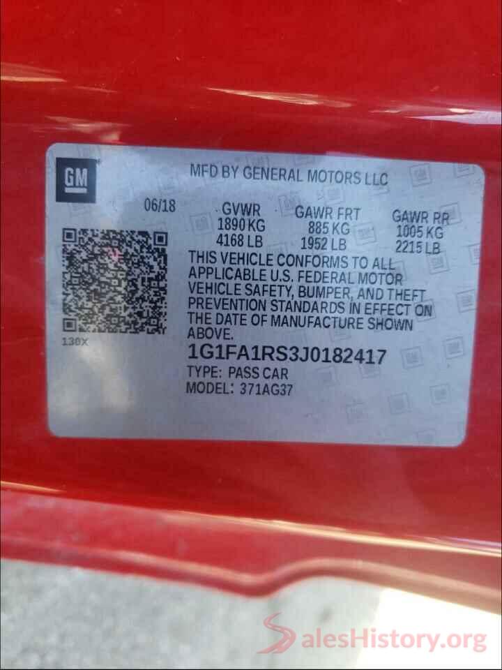 1G1FA1RS3J0182417 2018 CHEVROLET CAMARO