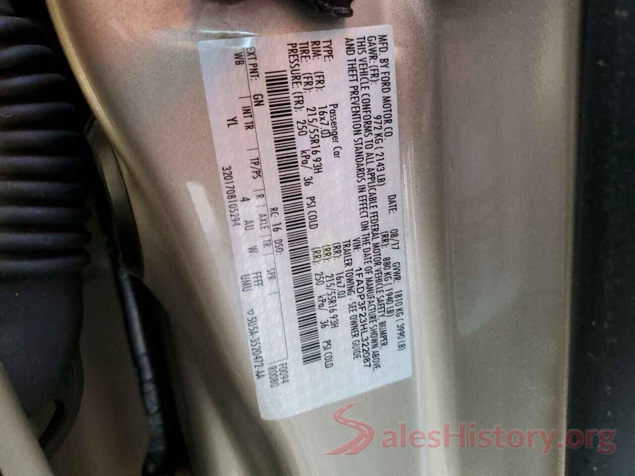 1FADP3F23HL322087 2017 FORD FOCUS