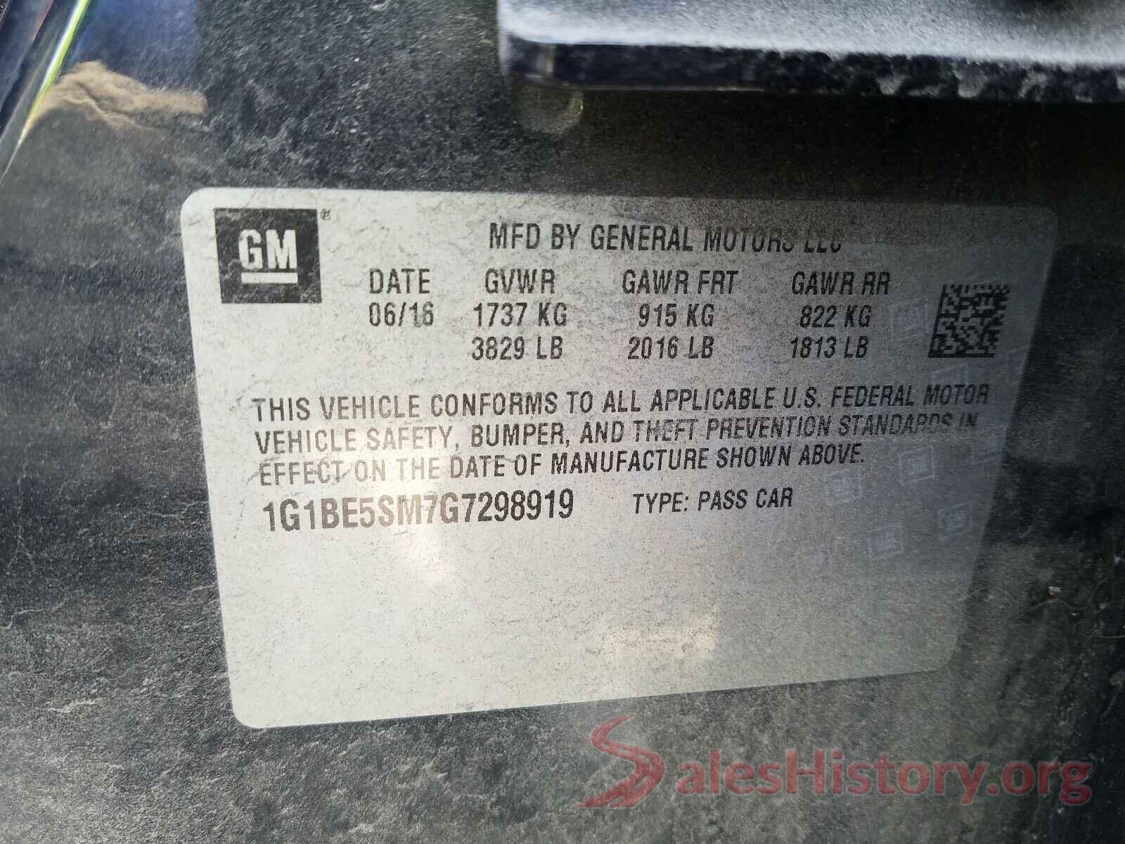 1G1BE5SM7G7298919 2016 CHEVROLET CRUZE