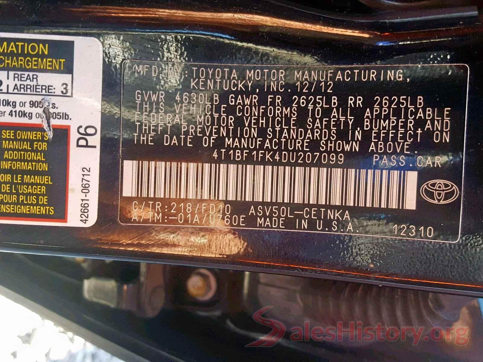 4T1BF1FK4DU207099 2013 TOYOTA CAMRY