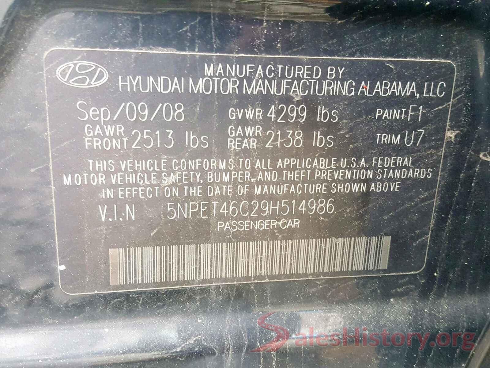 5NPET46C29H514986 2009 HYUNDAI SONATA