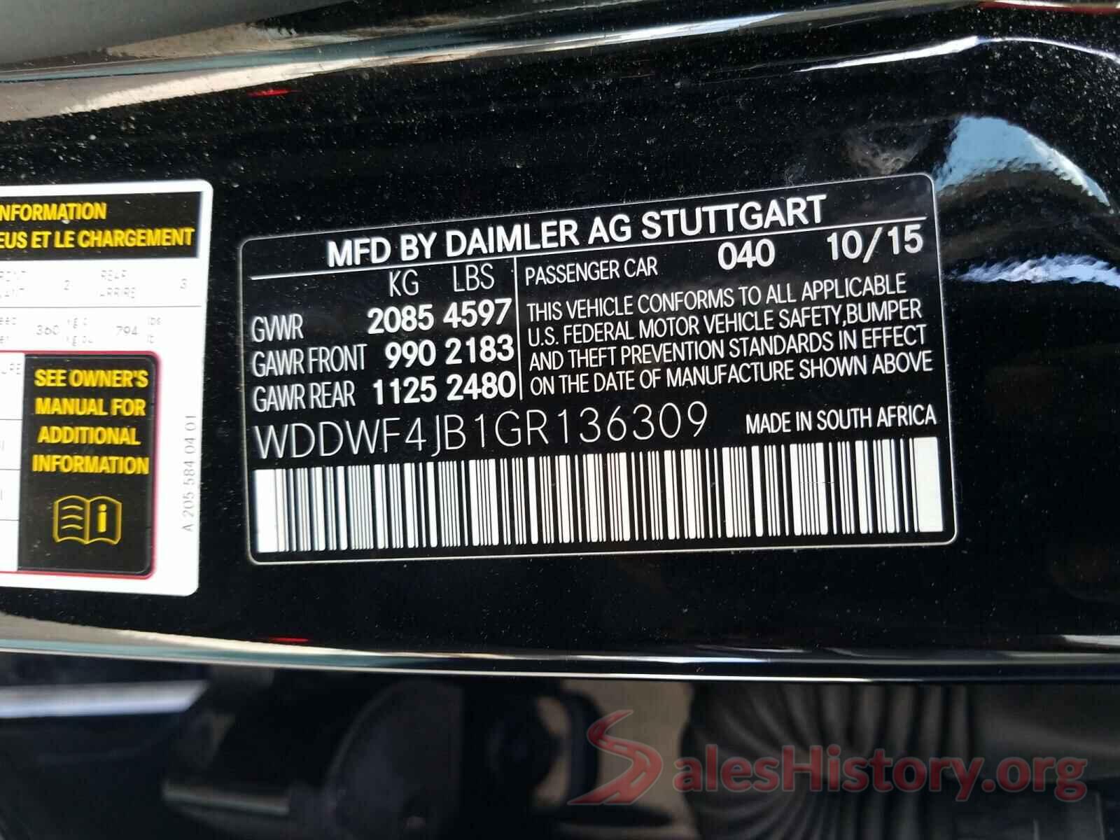 WDDWF4JB1GR136309 2016 MERCEDES-BENZ C CLASS