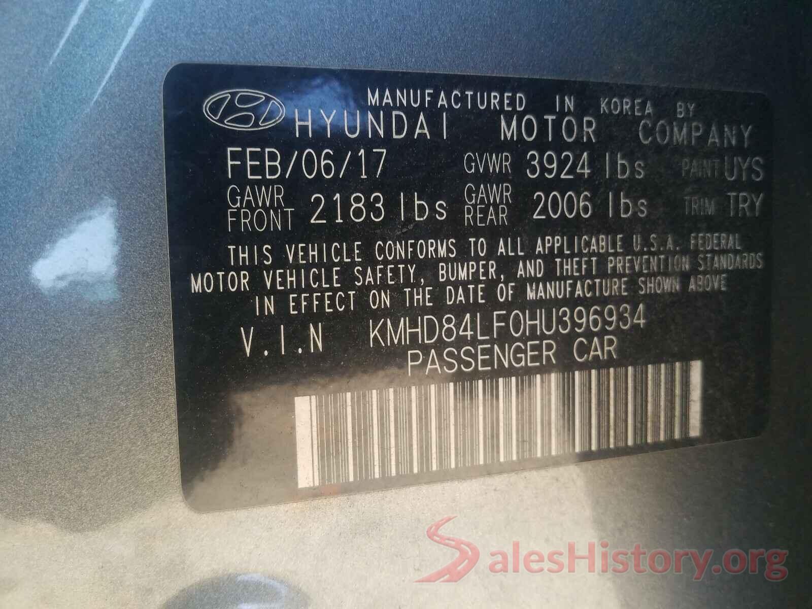 KMHD84LF0HU396934 2017 HYUNDAI ELANTRA