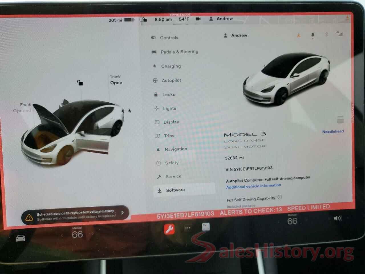 5YJ3E1EB7LF619103 2020 TESLA MODEL 3