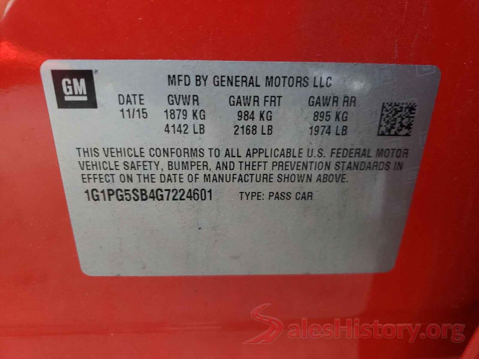 1G1PG5SB4G7224601 2016 CHEVROLET CRUZE