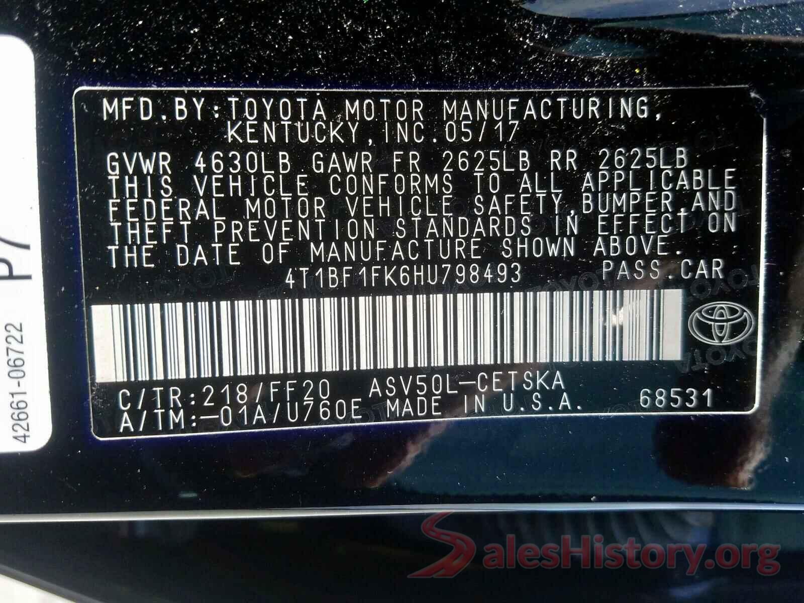 4T1BF1FK6HU798493 2017 TOYOTA CAMRY