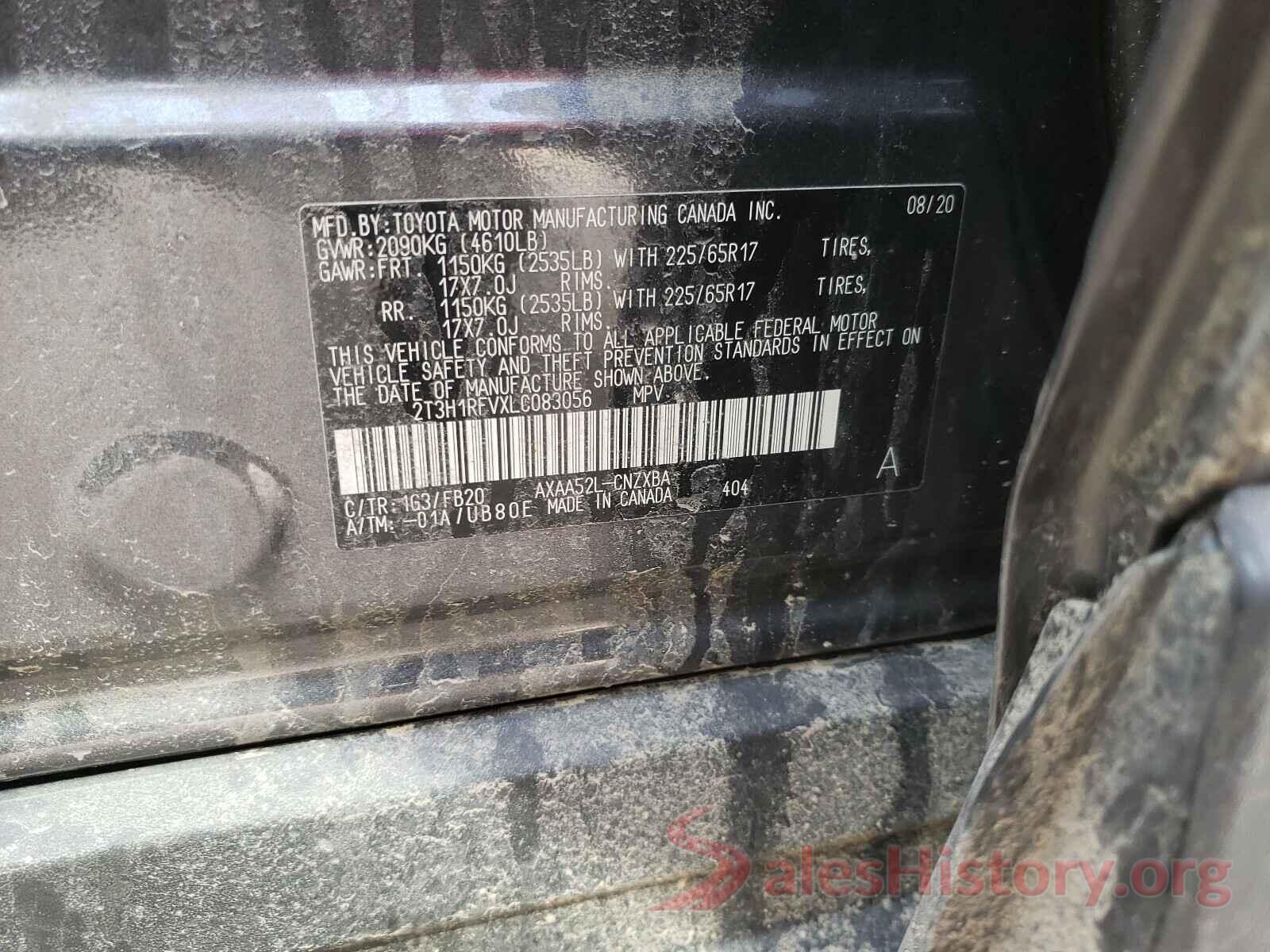 2T3H1RFVXLC083056 2020 TOYOTA RAV4