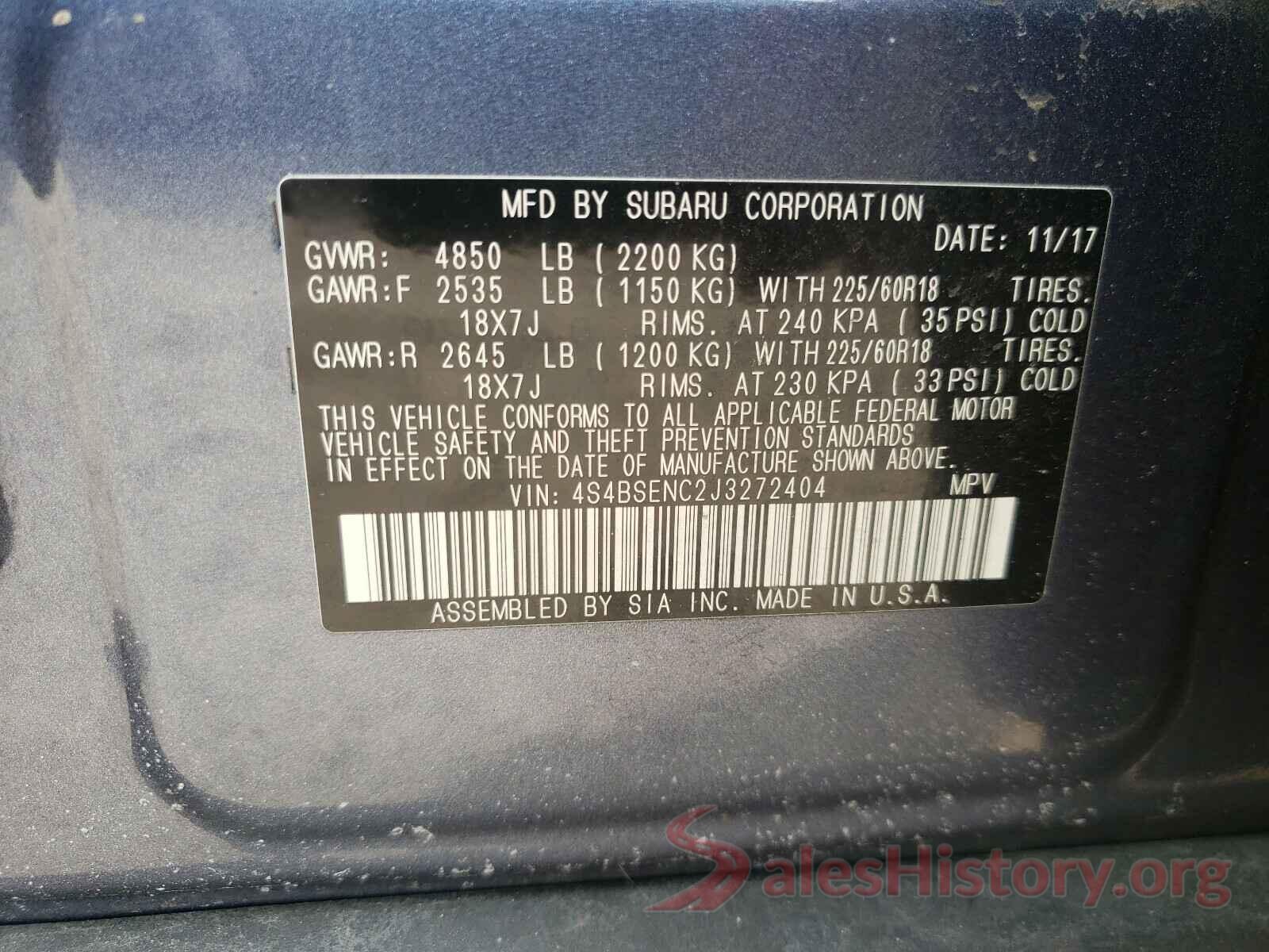 4S4BSENC2J3272404 2018 SUBARU OUTBACK